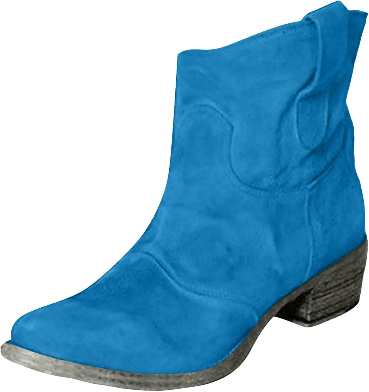 AMDBEL Fall Boots for Women 2024, Women's Ankle Boots Chunky Low Heel Suede Mid Calf Zipper Cowboy Boots Winter Booties
