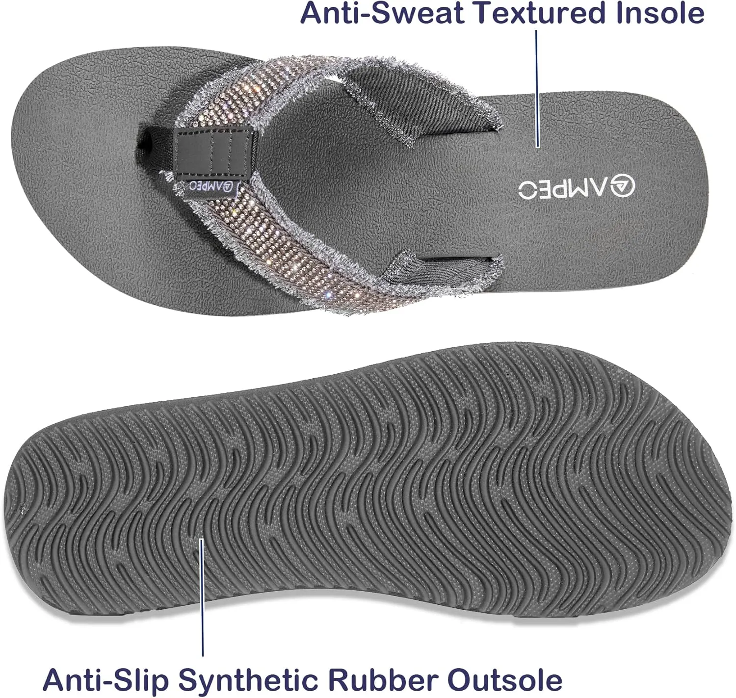 Ampeo Women's Arch Support Flip Flops Comfortable Casual Summer Beach Thong Sandals