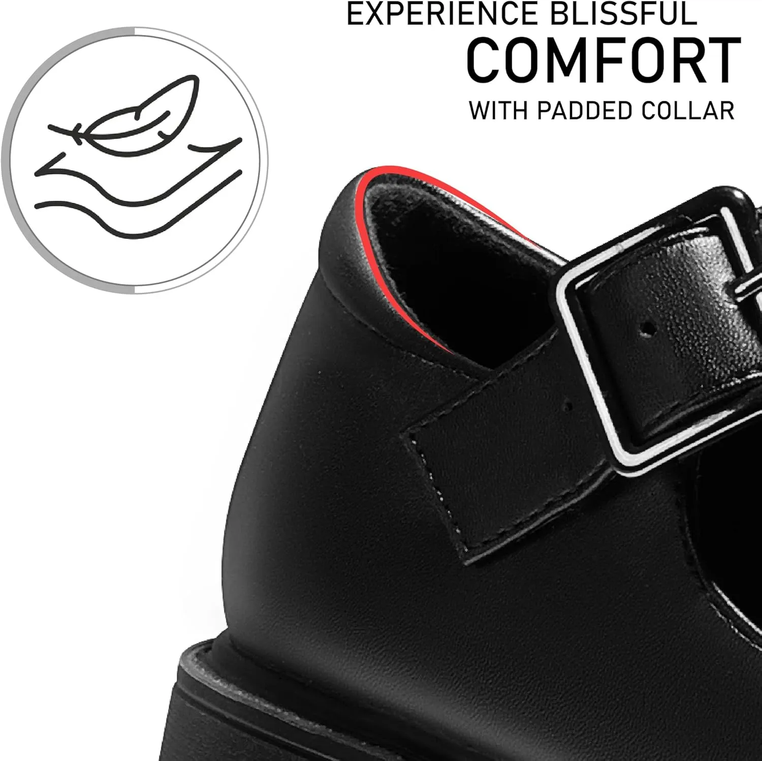 AOSPHIRAYLIAN Mary Janes Platform Mary Janes for Women Round Toe Dress Shoes for Women Ankle Strap Chunky Heel Uniform Women's Pumps