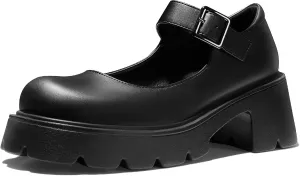 AOSPHIRAYLIAN Mary Janes Platform Mary Janes for Women Round Toe Dress Shoes for Women Ankle Strap Chunky Heel Uniform Women's Pumps