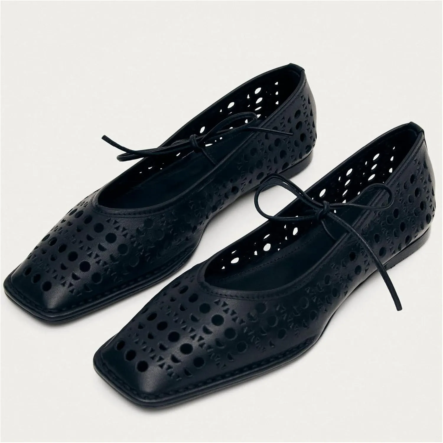 Ballet Flats for Women Lace Up Bow Square Toe Mary Janes Cute Ballerina Shoes Slip On Comfortable Elegant Dress Shoes