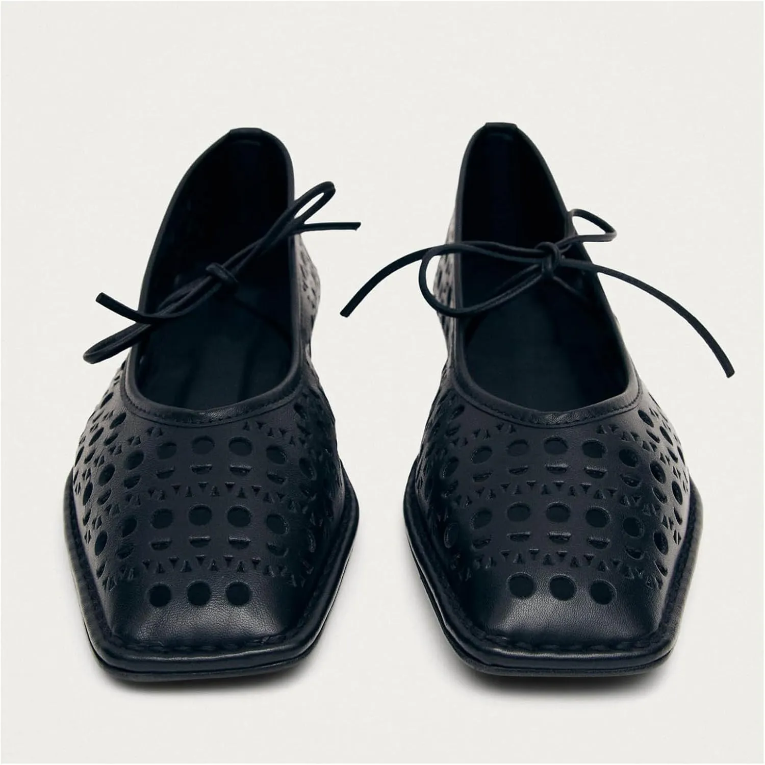 Ballet Flats for Women Lace Up Bow Square Toe Mary Janes Cute Ballerina Shoes Slip On Comfortable Elegant Dress Shoes