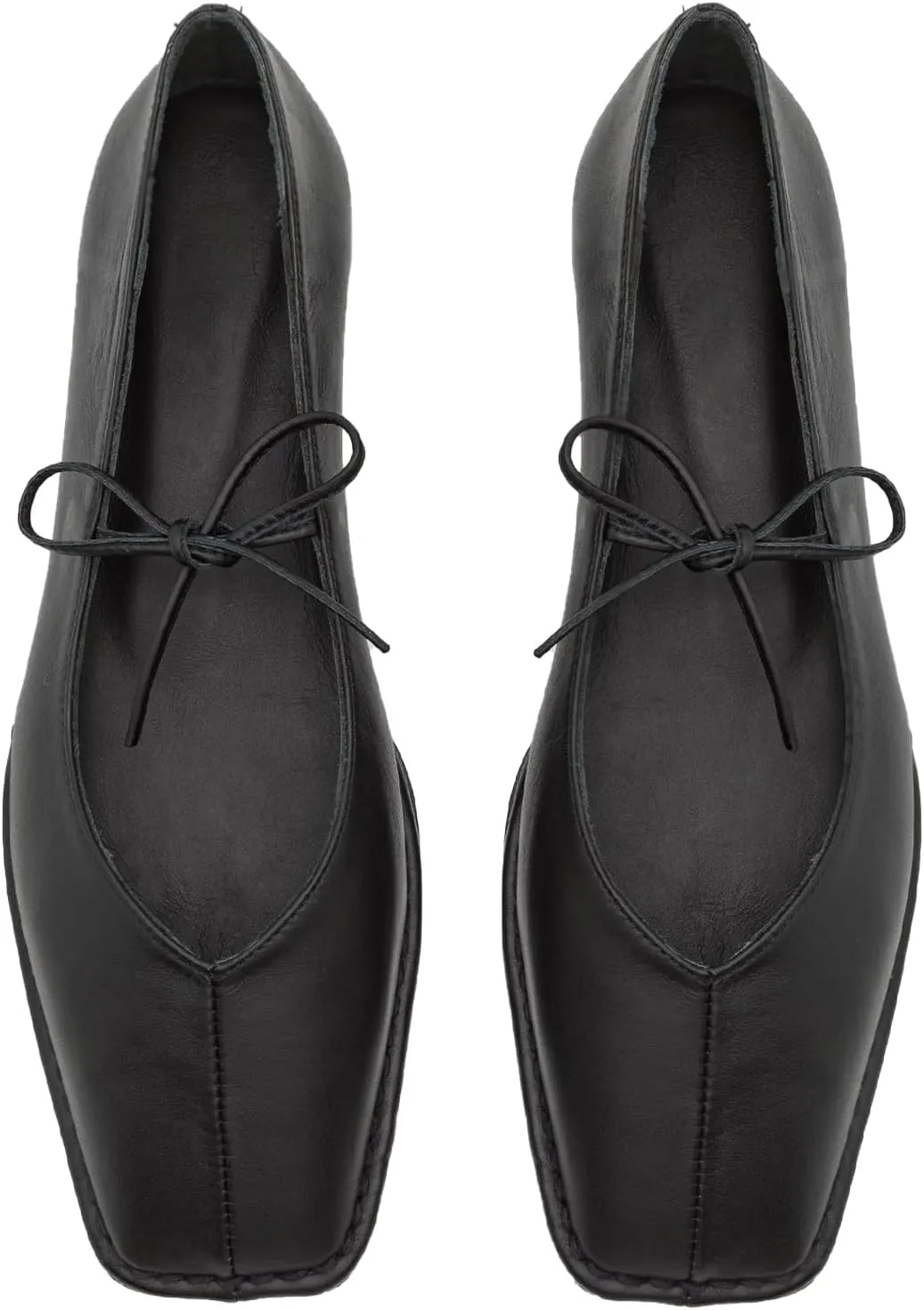 Ballet Flats for Women Lace Up Bow Square Toe Mary Janes Cute Ballerina Shoes Slip On Comfortable Elegant Dress Shoes