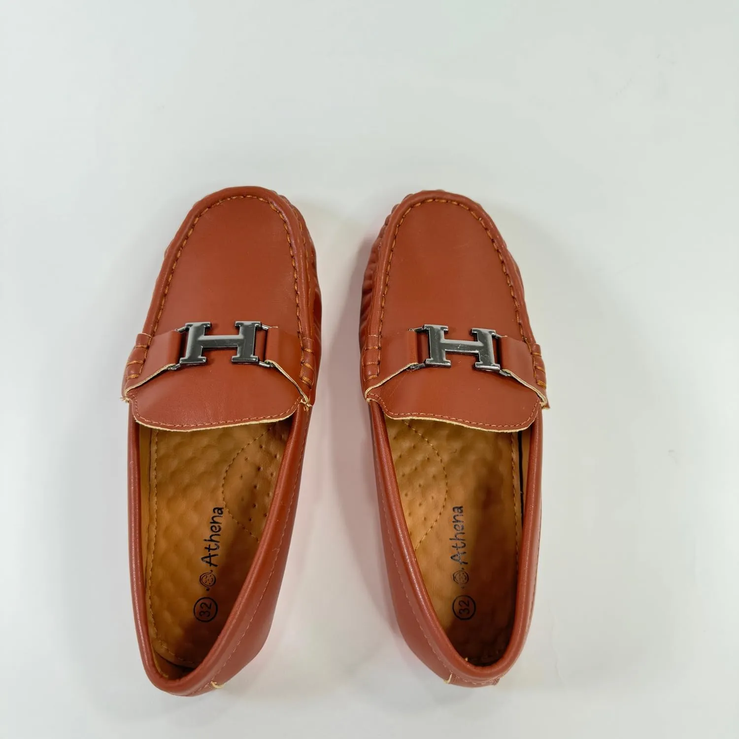Boys' Leather Loafers with Red Sole and Metallic Accent