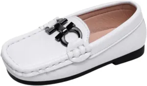 Boys' Leather Loafers with Red Sole and Metallic Accent