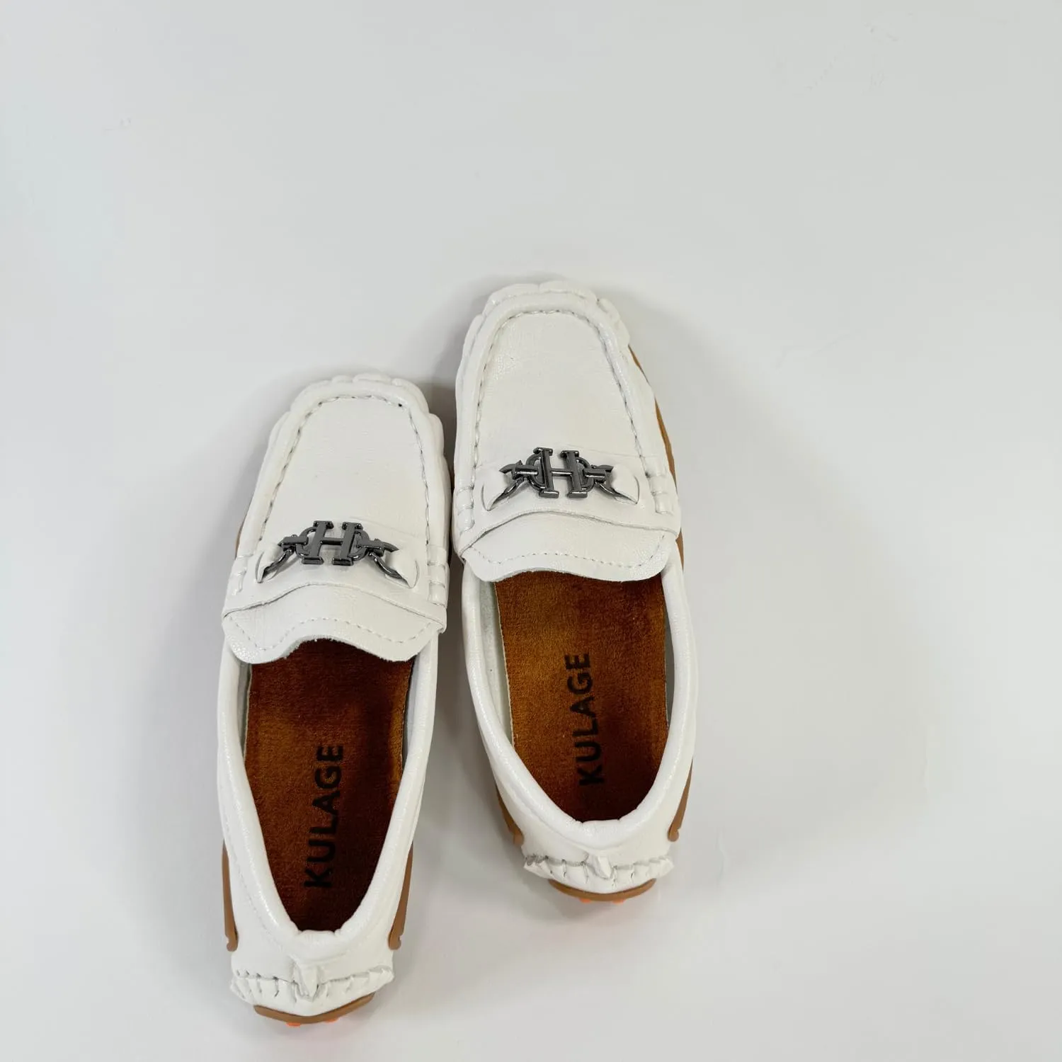 Boys' Leather Loafers with Red Sole and Metallic Accent