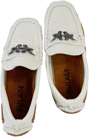 Boys' Leather Loafers with Red Sole and Metallic Accent