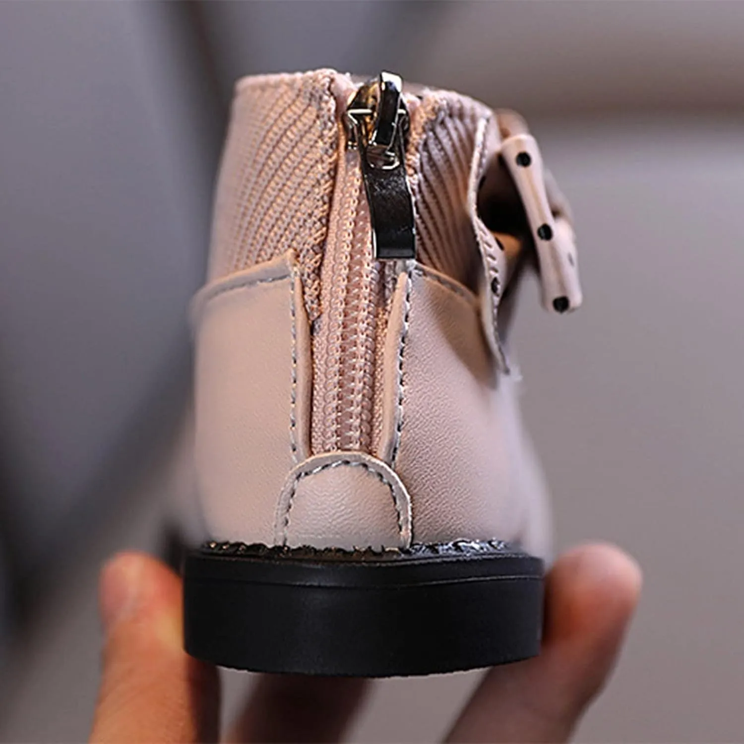 Child and Toddler Winter Booties Ankle Boot Side Zipper Black Boots Low Heels Boots Fall Winter Dress Cute Booties