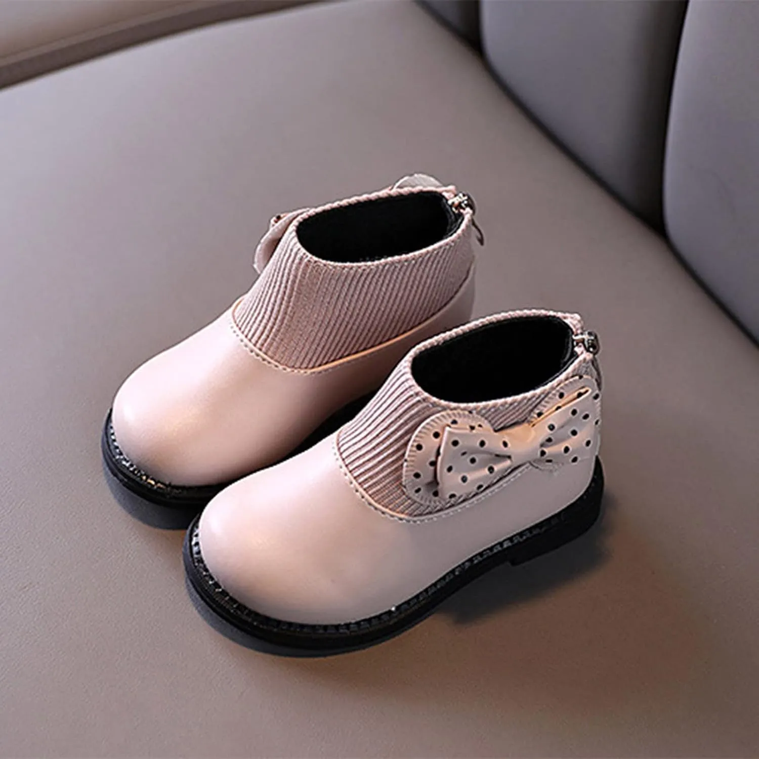 Child and Toddler Winter Booties Ankle Boot Side Zipper Black Boots Low Heels Boots Fall Winter Dress Cute Booties