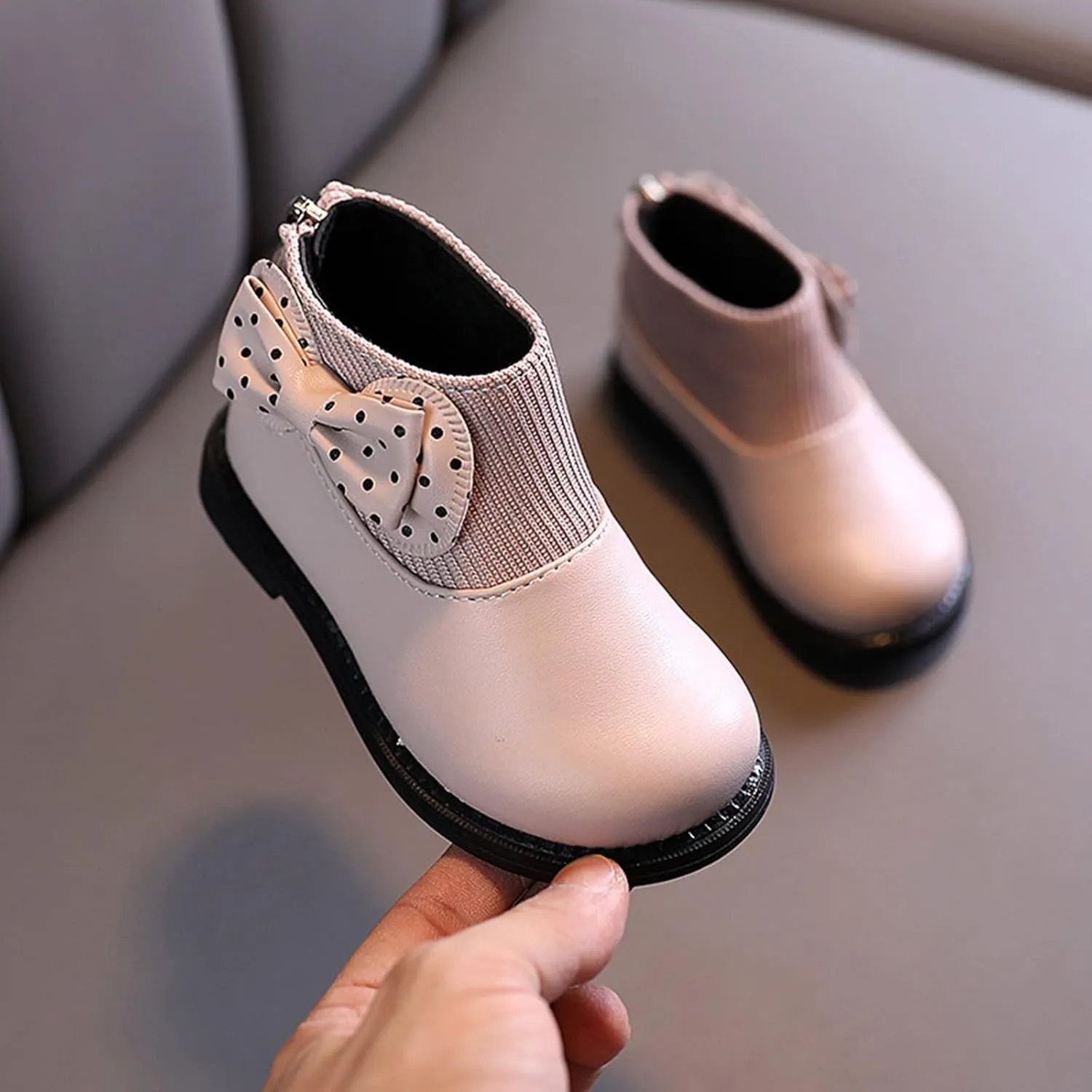 Child and Toddler Winter Booties Ankle Boot Side Zipper Black Boots Low Heels Boots Fall Winter Dress Cute Booties