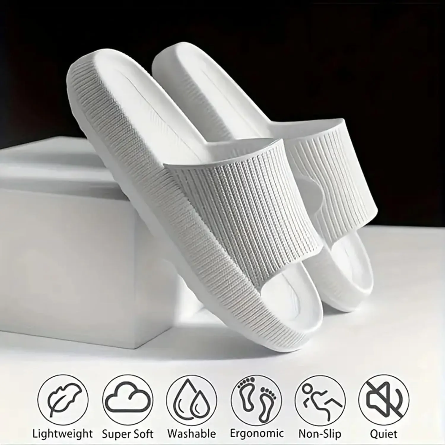 Cloud Slides for Women and Men, Platform Slides Slippers Pillow Slippers with Arch Support Women Shower Sandals House Shoes Indoor Outdoor Slip On Sandals Comfortable Waterproof Unisex