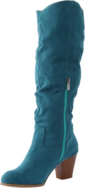 Combat Boots Womens Casual Square Heel Thigh High Boots Tassel Knee High Boots Suede Pull On Tall Bootie