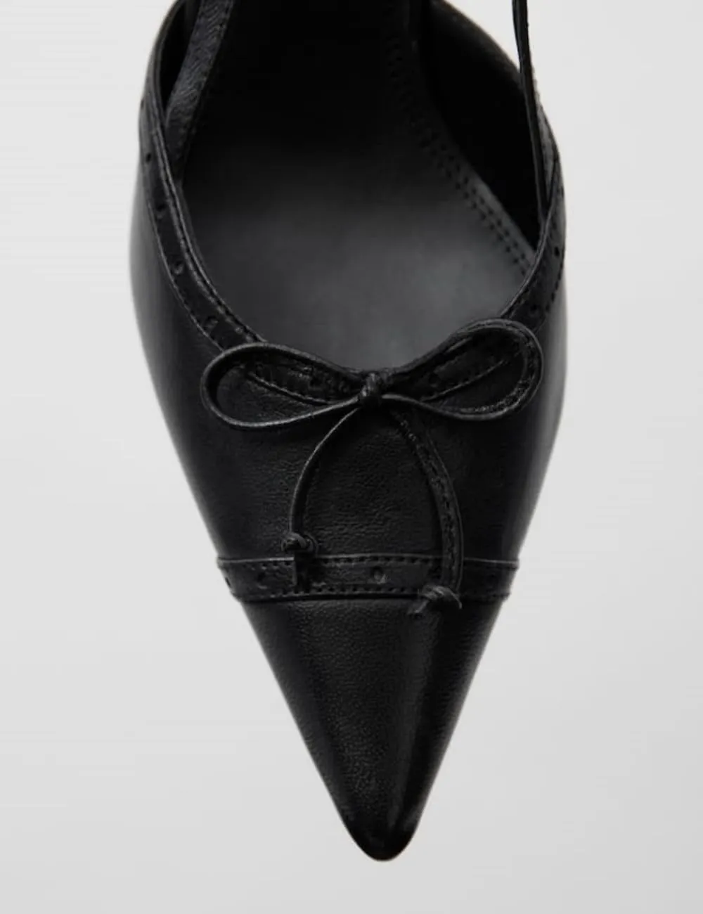 CORNMOOD Slingback Pumps for Women Black Bow Closed Pointed Toe Low Heels Slip On Stiletto Wedding Bride Dress Shoes