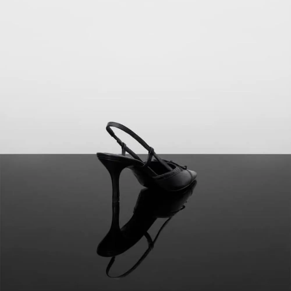 CORNMOOD Slingback Pumps for Women Black Bow Closed Pointed Toe Low Heels Slip On Stiletto Wedding Bride Dress Shoes