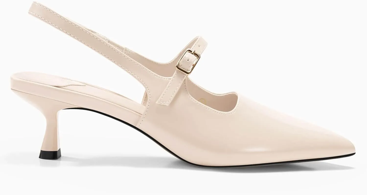 Coutgo Slingback Kitten Heels for Womens 2024 Pumps Party Dress Shoes