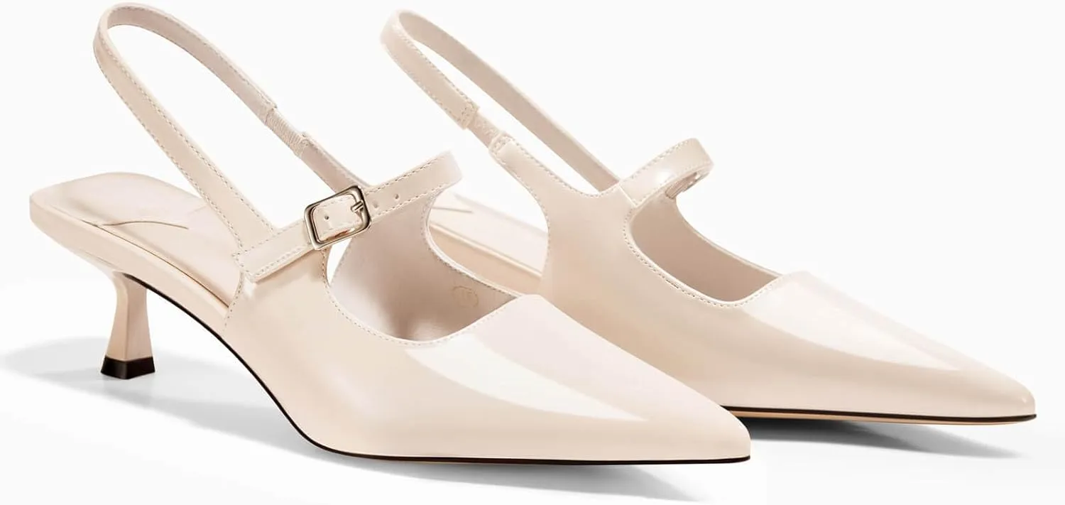 Coutgo Slingback Kitten Heels for Womens 2024 Pumps Party Dress Shoes