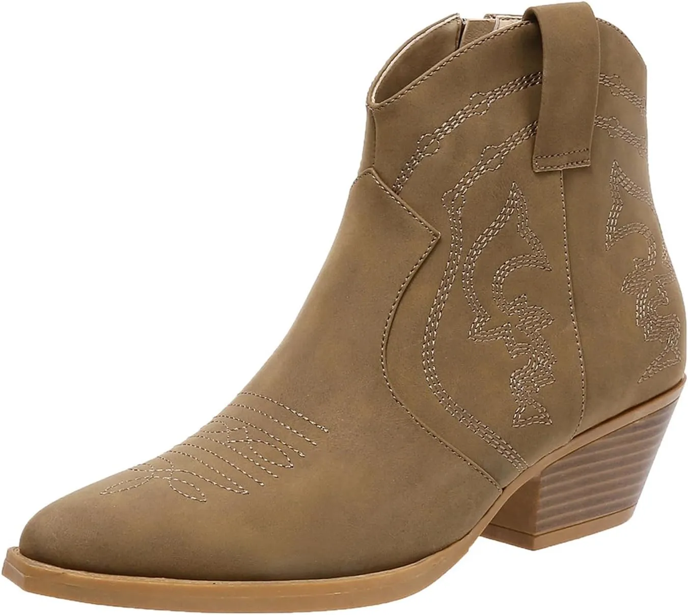 Cowboy Boots for Women Cowgirl Ankle Western Embroidered Stitched Pointed Toe Cutout Chunky Heels Short Booties