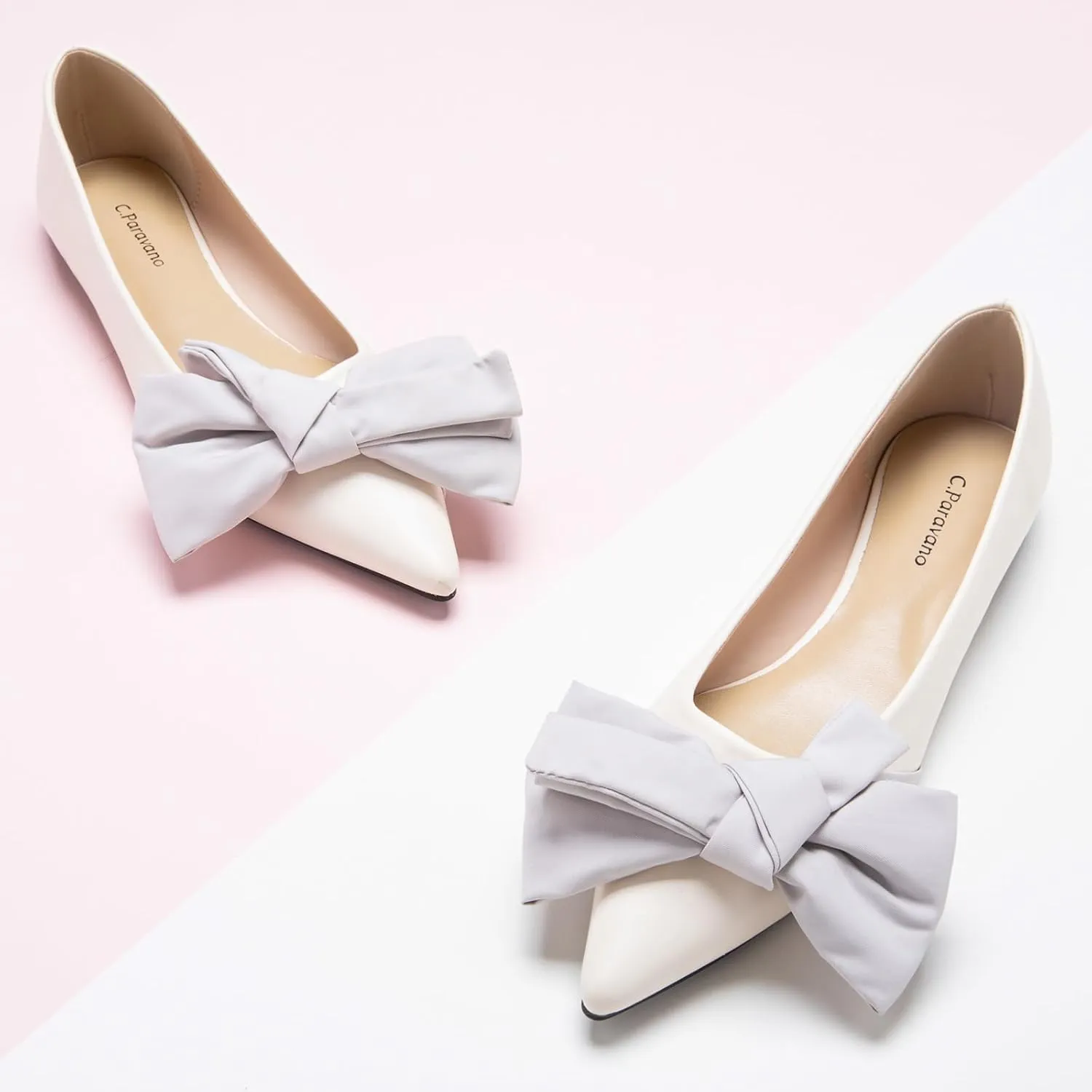 C.Paravano Pointy Bow Flats Women's Flats Ballet Shoes for Women