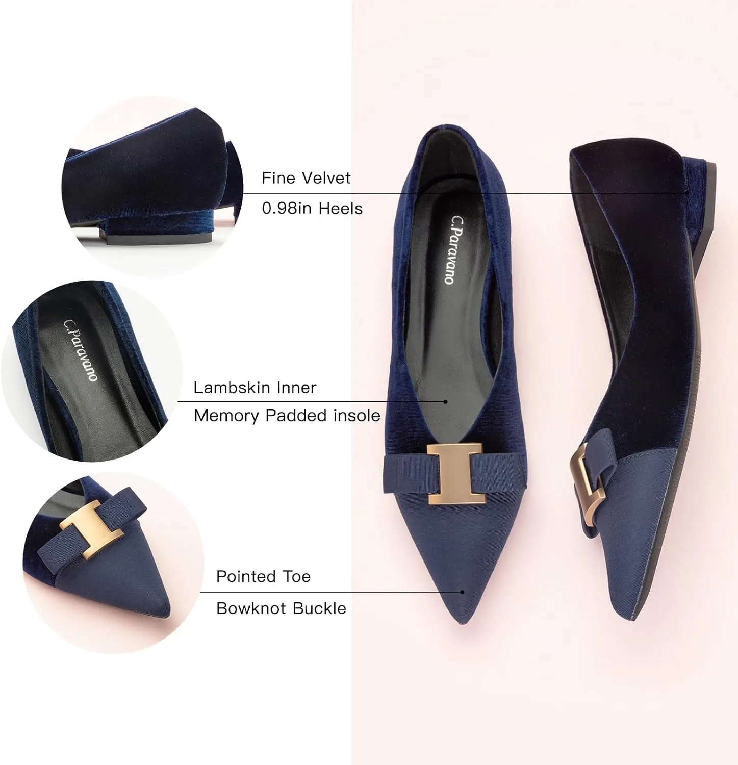 C.Paravano Womens Flats I Flat for Women Leather I Pointed Toe Flats I Ballet Flats for Women I Slip on Dressy Flats