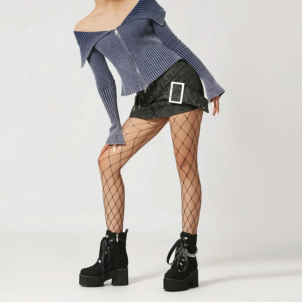 DINTAHA Goth Boots Platform Chunky Combat Boots With Chain Lace Up Gothic Shoes