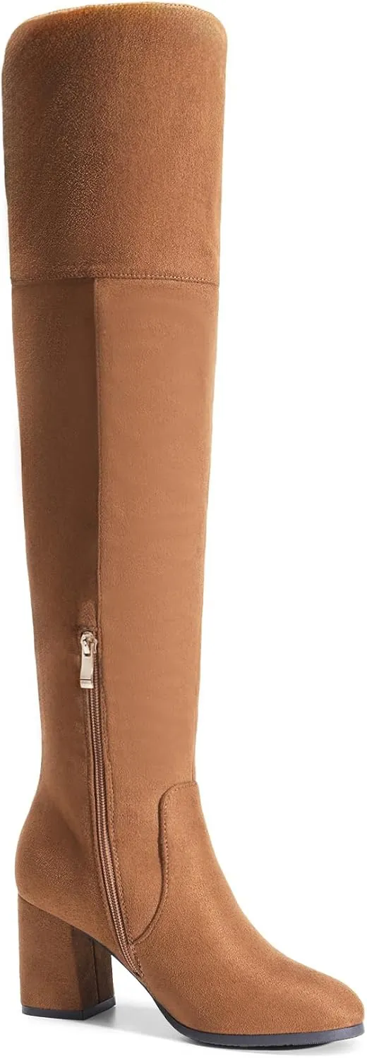 DREAM PAIRS Women's Thigh High Block Heel Over The Knee Boots