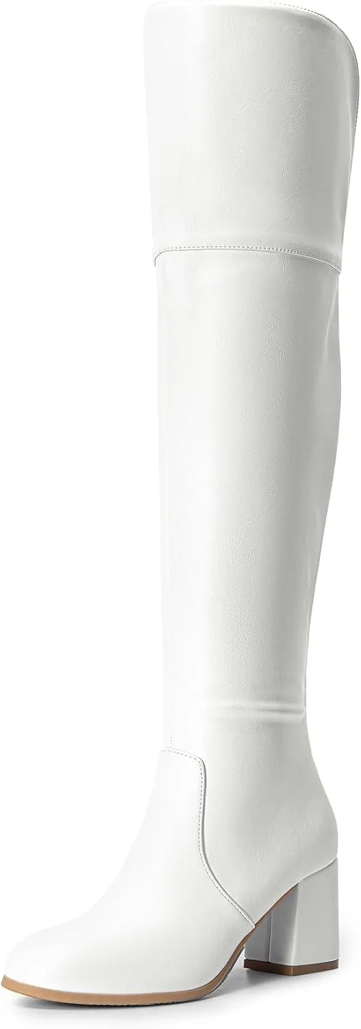 DREAM PAIRS Women's Thigh High Block Heel Over The Knee Boots
