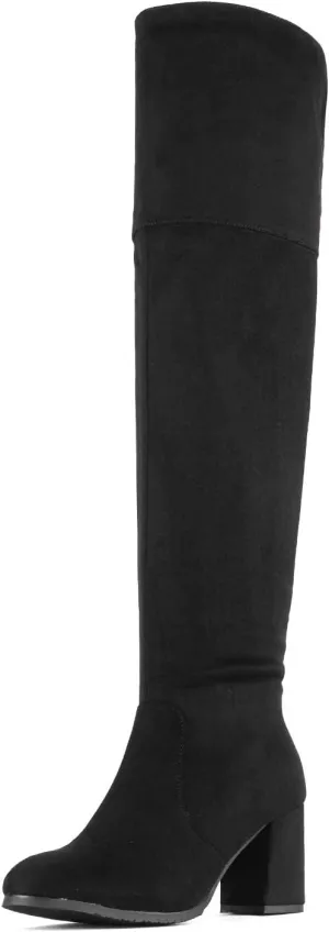 DREAM PAIRS Women's Thigh High Block Heel Over The Knee Boots