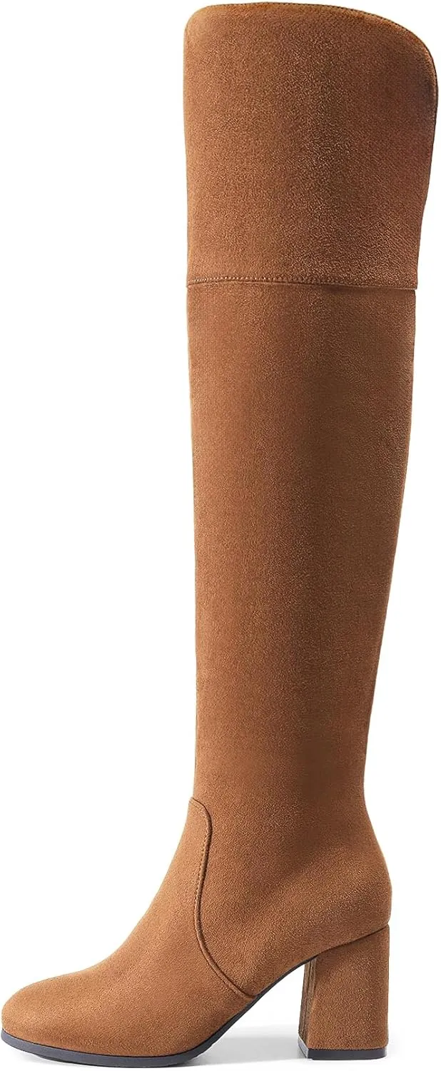 DREAM PAIRS Women's Thigh High Block Heel Over The Knee Boots