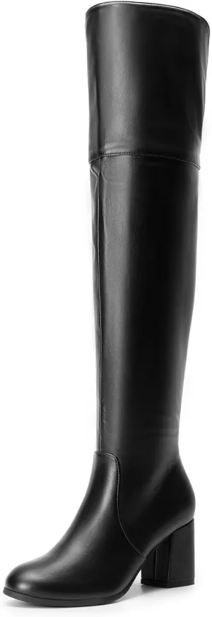 DREAM PAIRS Women's Thigh High Block Heel Over The Knee Boots