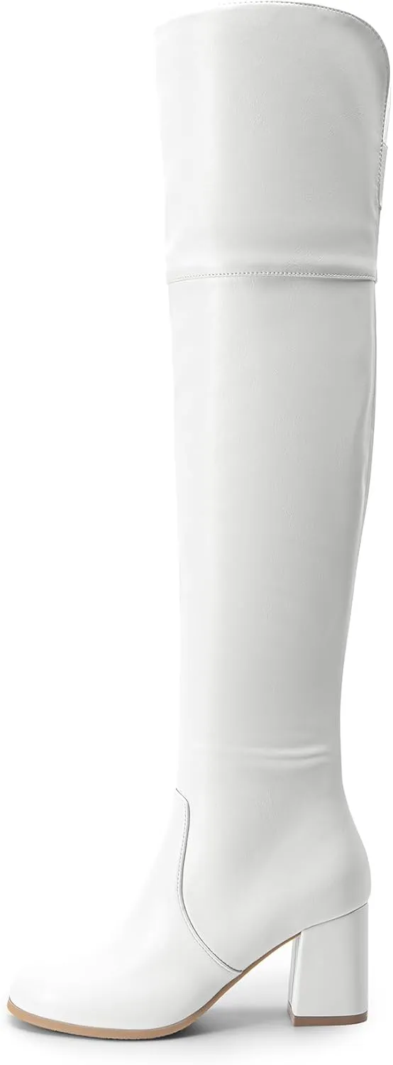 DREAM PAIRS Women's Thigh High Block Heel Over The Knee Boots