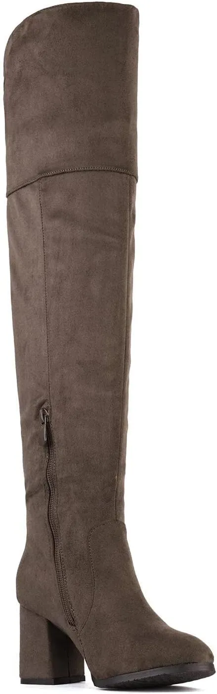 DREAM PAIRS Women's Thigh High Block Heel Over The Knee Boots