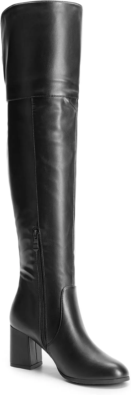 DREAM PAIRS Women's Thigh High Block Heel Over The Knee Boots
