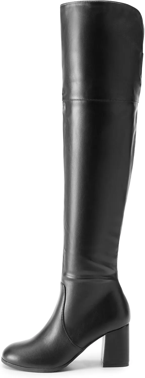 DREAM PAIRS Women's Thigh High Block Heel Over The Knee Boots
