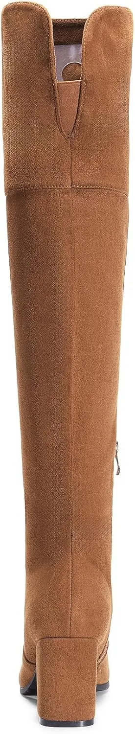 DREAM PAIRS Women's Thigh High Block Heel Over The Knee Boots