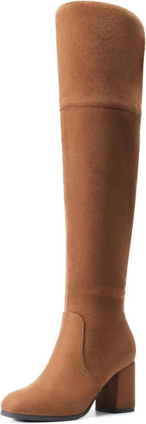 DREAM PAIRS Women's Thigh High Block Heel Over The Knee Boots