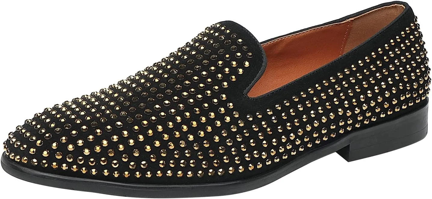 ELANROMAN Men's Patent Leather Loafers Wedding Party Prom Shoes