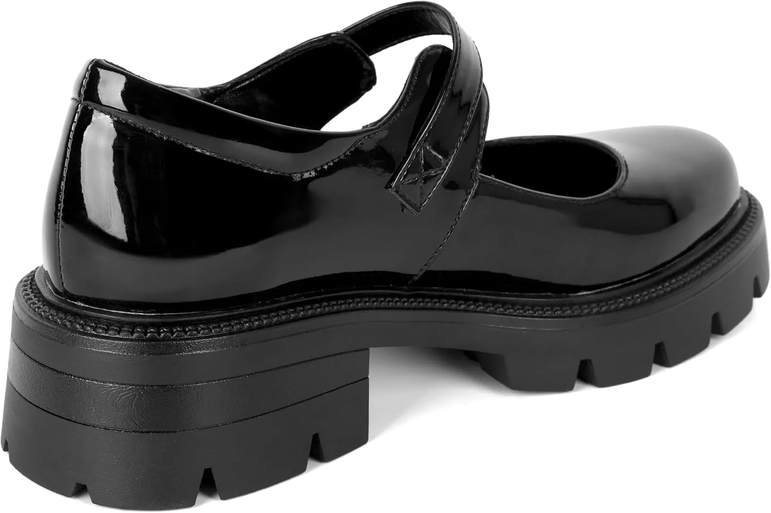 Eldof Women's Mary Jane Shoes Platform Lug Sole Low Heel Chunky Pumps Round Toe Ankle Strap Oxfords Dress Shoes for Uniform Graduation School Work 2 Inches