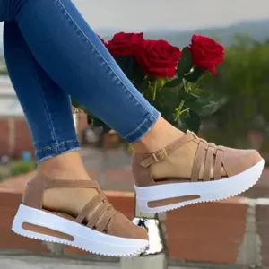 Fanyil Women's Comfy Orthotic Sandals, Fanyil Womens Sandals, Women Closed Toe Platform Wedges Slip On Walking Shoes