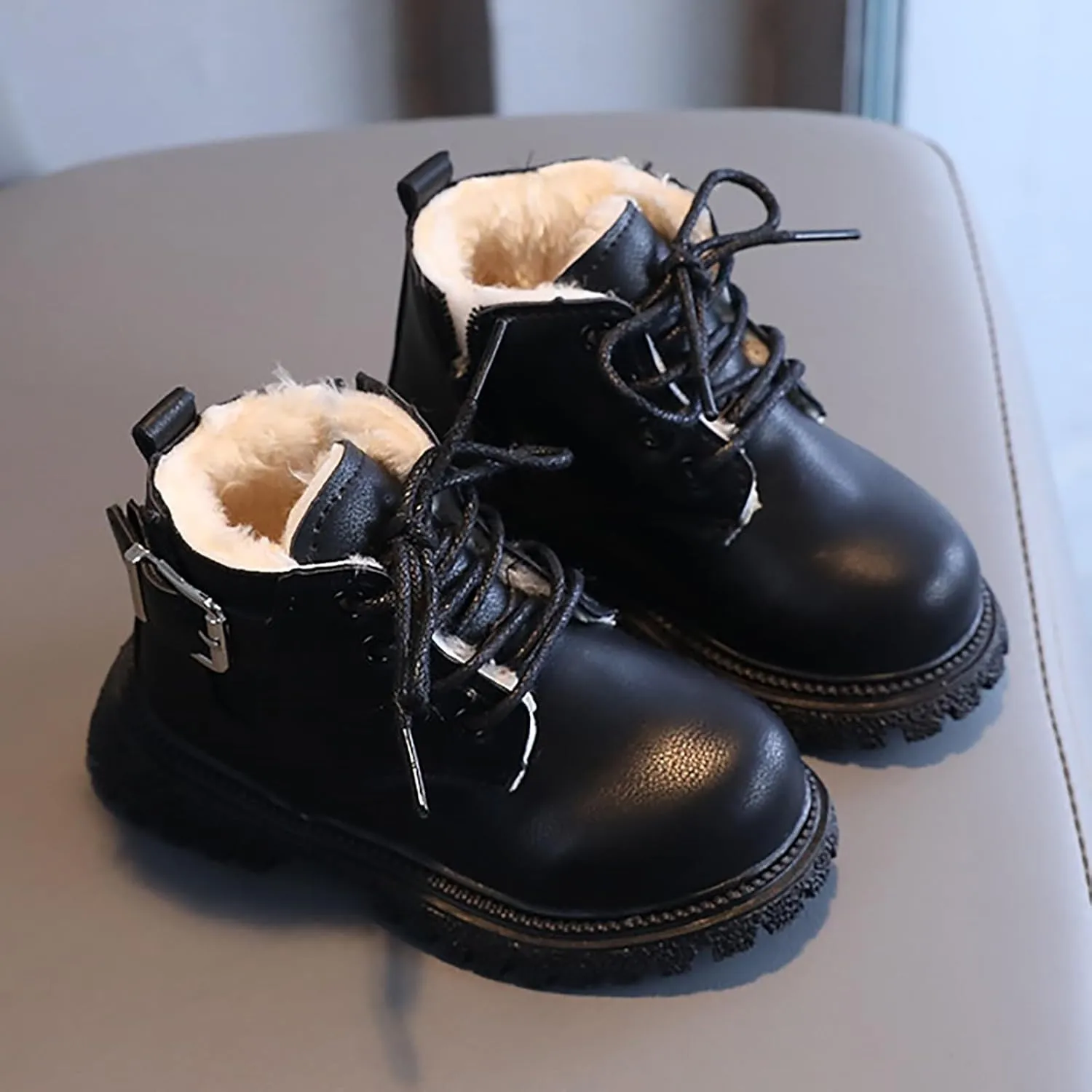Fashion Combat Ankle Bootie Little Kid High Top Dress Shoes Lace Up/Zip Booties Winter Short Shoes