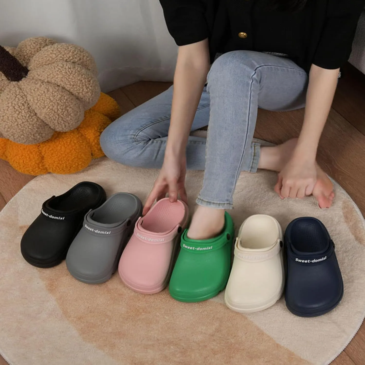 Garden Clogs Women's Clogs Rubber Rubber Garden Shoes Women's Clogs Garden Lightweight Rubber Shoes Women Bed Slippers 7