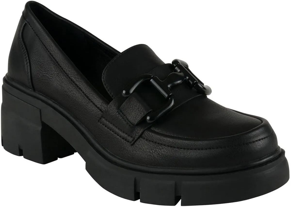 GC Shoes Womens Caesar Chain Faux Leather Loafers