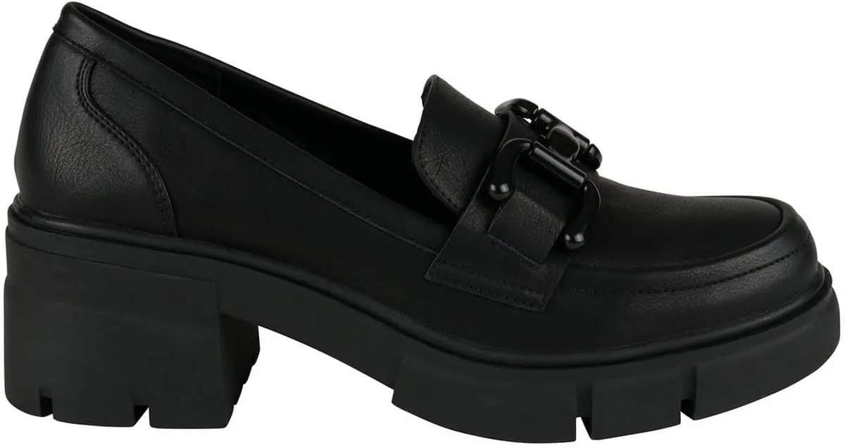 GC Shoes Womens Caesar Chain Faux Leather Loafers