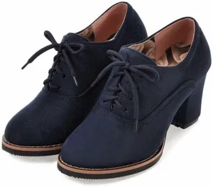 Generic Womens Block Heel Pumps Comfort Oxfords Shoes Suede Lace up Dress Shoes Chunky Mid Heels Ankle Boots