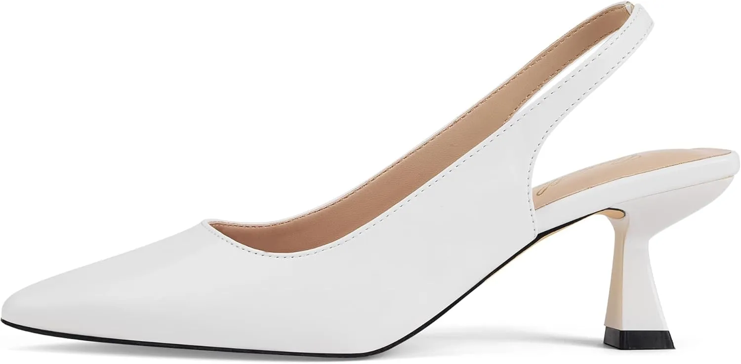 GENSHUO Slingback Kitten Heels for Women Pumps Closed Pointed Toe 2.3 Inch Low Heel Dress Shoes Comfortable Sexy Slip On Wedding Work Party Pumps