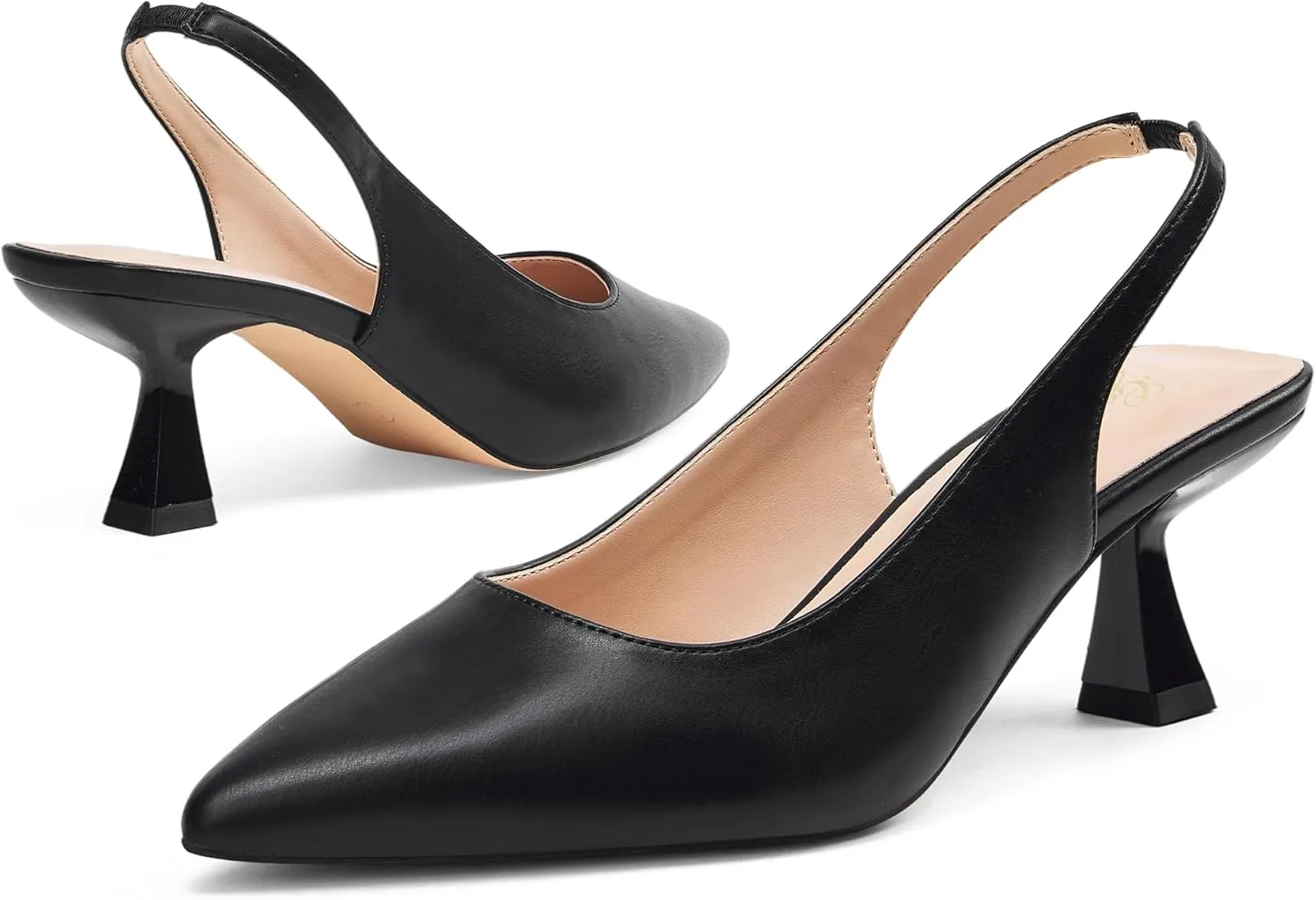 GENSHUO Slingback Kitten Heels for Women Pumps Closed Pointed Toe 2.3 Inch Low Heel Dress Shoes Comfortable Sexy Slip On Wedding Work Party Pumps