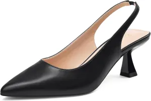 GENSHUO Slingback Kitten Heels for Women Pumps Closed Pointed Toe 2.3 Inch Low Heel Dress Shoes Comfortable Sexy Slip On Wedding Work Party Pumps