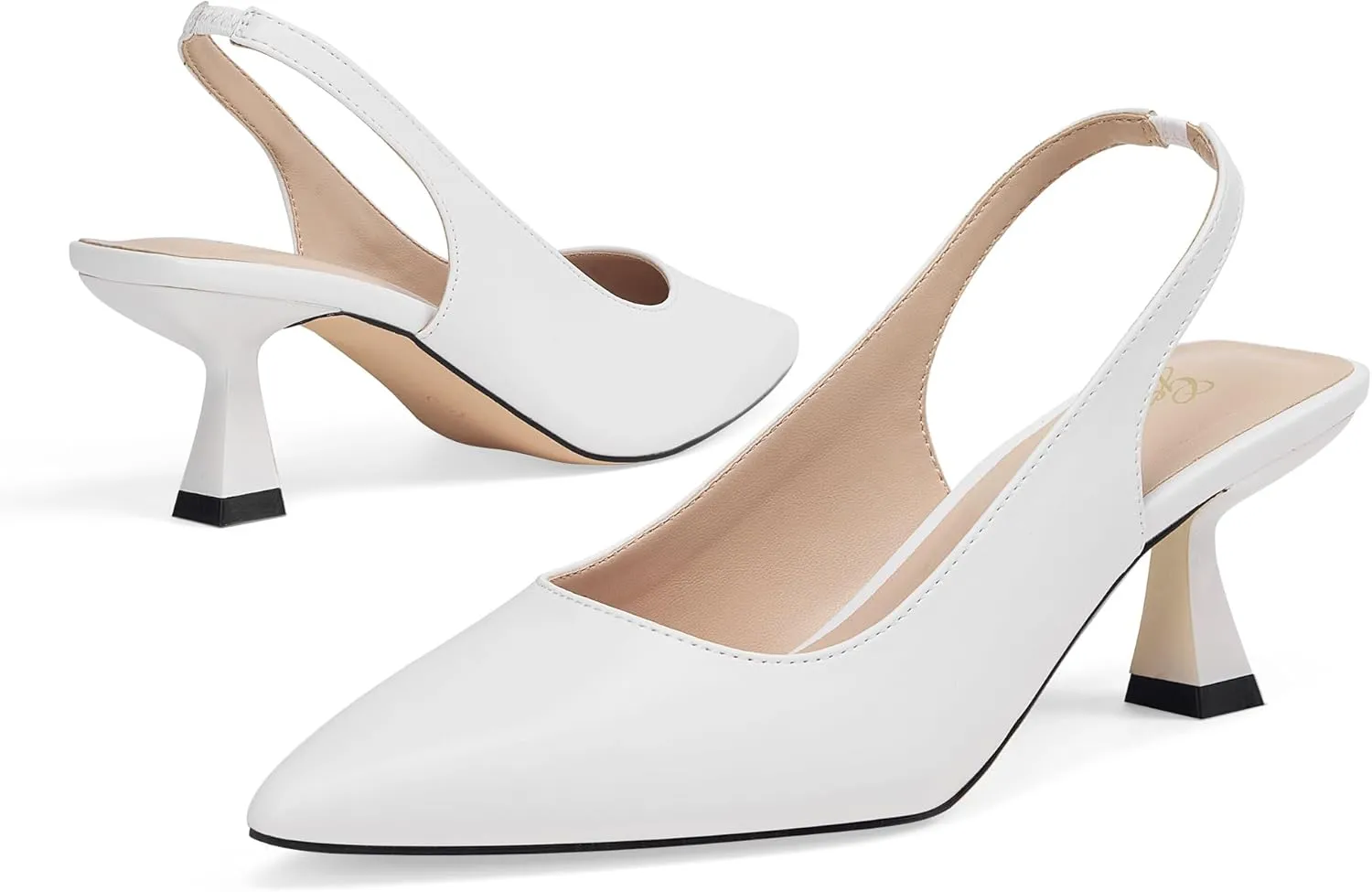 GENSHUO Slingback Kitten Heels for Women Pumps Closed Pointed Toe 2.3 Inch Low Heel Dress Shoes Comfortable Sexy Slip On Wedding Work Party Pumps