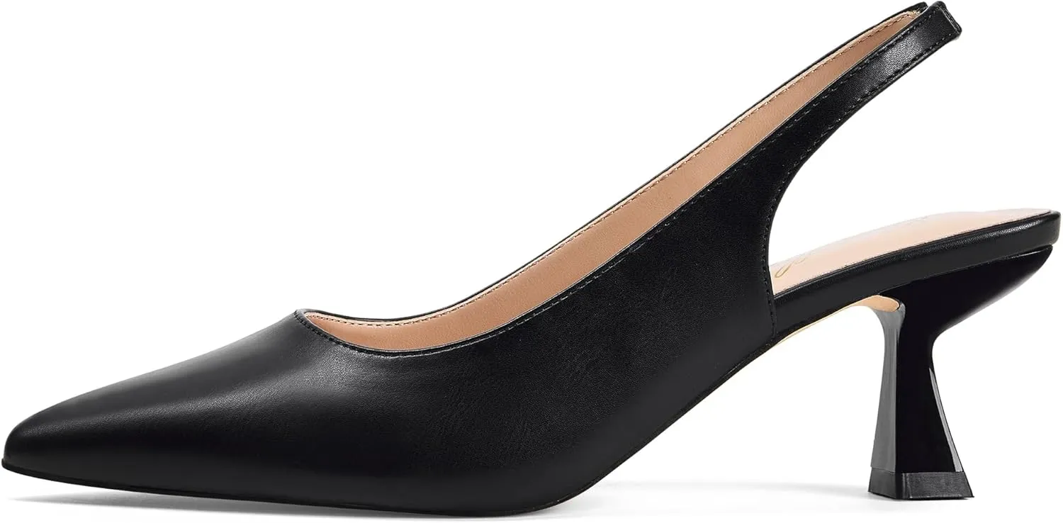 GENSHUO Slingback Kitten Heels for Women Pumps Closed Pointed Toe 2.3 Inch Low Heel Dress Shoes Comfortable Sexy Slip On Wedding Work Party Pumps