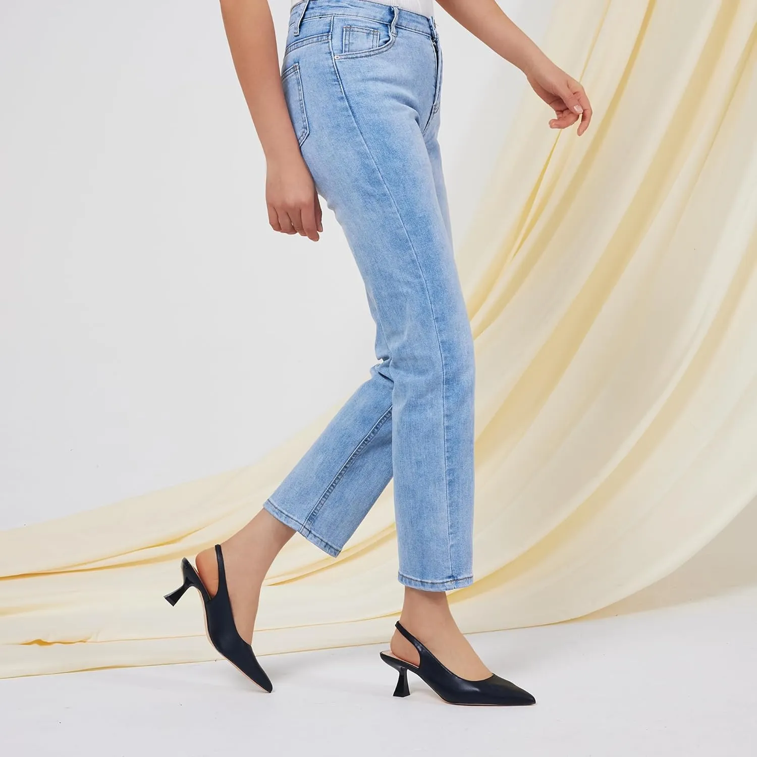 GENSHUO Slingback Kitten Heels for Women Pumps Closed Pointed Toe 2.3 Inch Low Heel Dress Shoes Comfortable Sexy Slip On Wedding Work Party Pumps