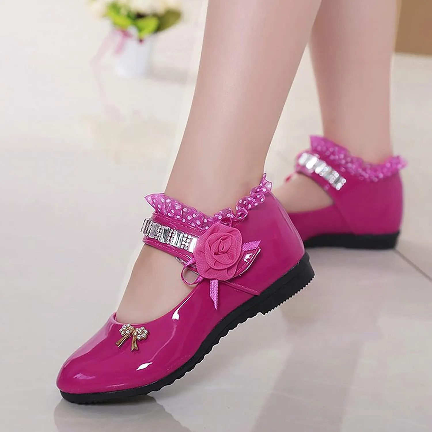 Girls and Toddler Mary Jane Dress Shoes Wedding Party Flower Girl School Shoes Slip on Ballet Flats Baby Girl Shoes